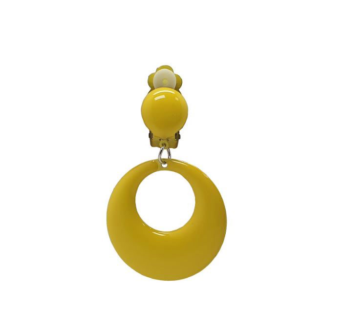 Pendientes de Flamenca de Aro Pequeños para Niñas Esmaltado. Amarillo