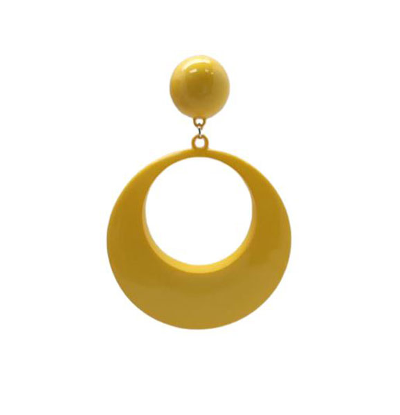 Plastic Flamenco Earring. Giant hoop. Yellow