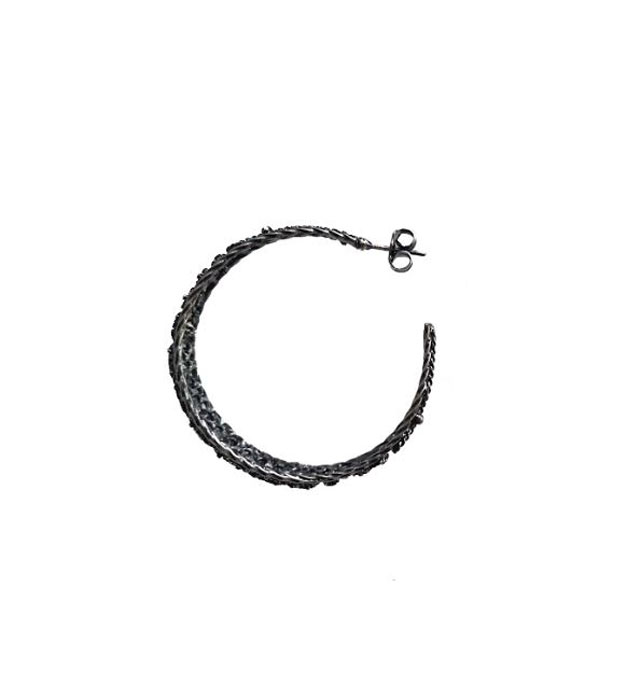 Large Filigree Hoop Earrings Dark Silver Colour