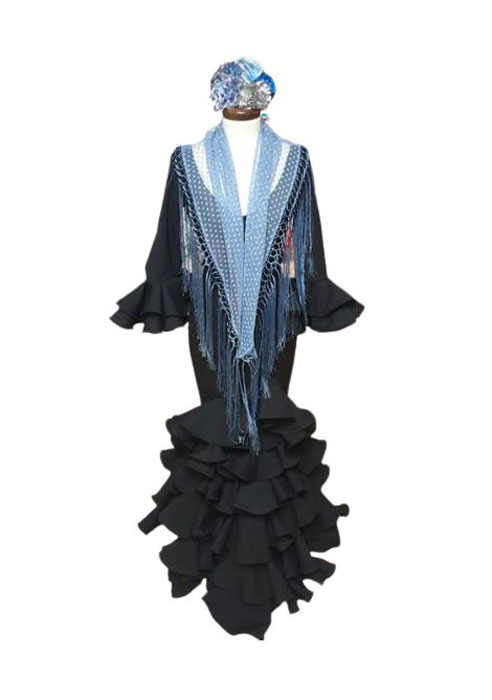Plumeti Flamenco Petit Châle Bleu Acier