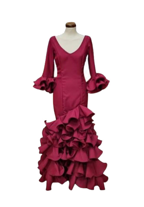 Talla 44. Traje de Flamenca Económico Liso Granate. Ana