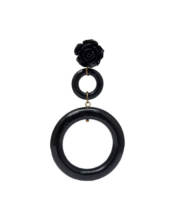 Double Hoop Flamenco Earrings for Women. Black