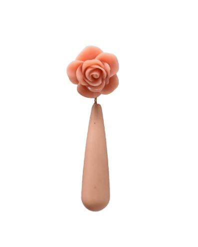 Tear Drop Flamenco Earrings with Rose. Salmon