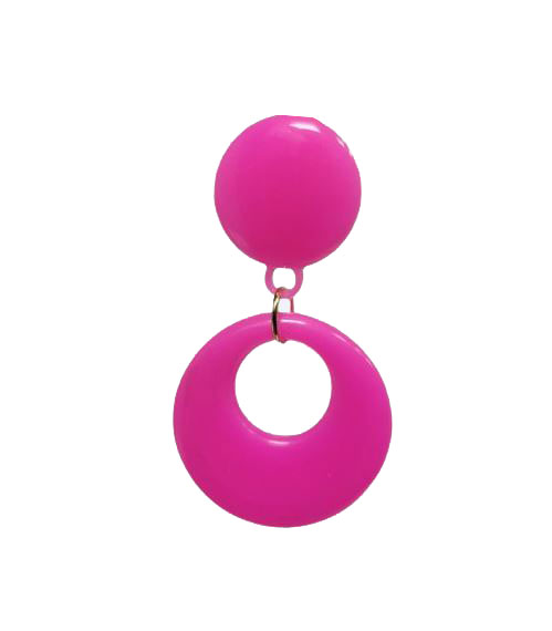 Flamenco Plastic Earring with Clip for Girl. Fuchsia