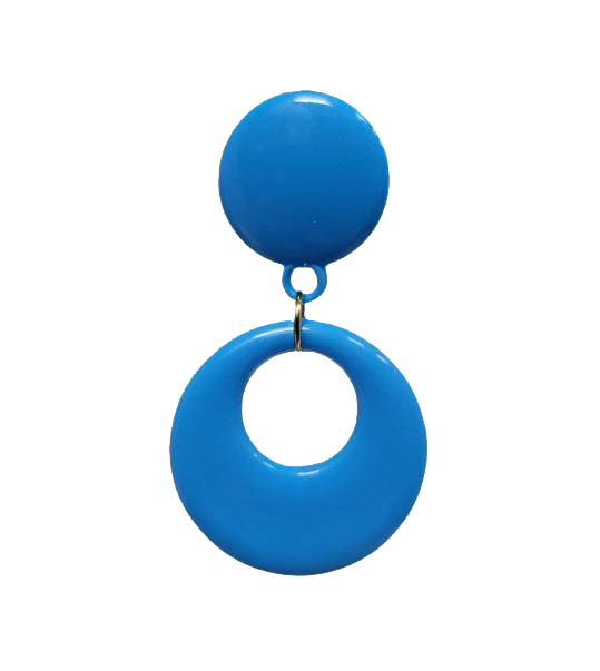 Flamenco Girl Clip Earrings with Plastic Hoop. Turquoise