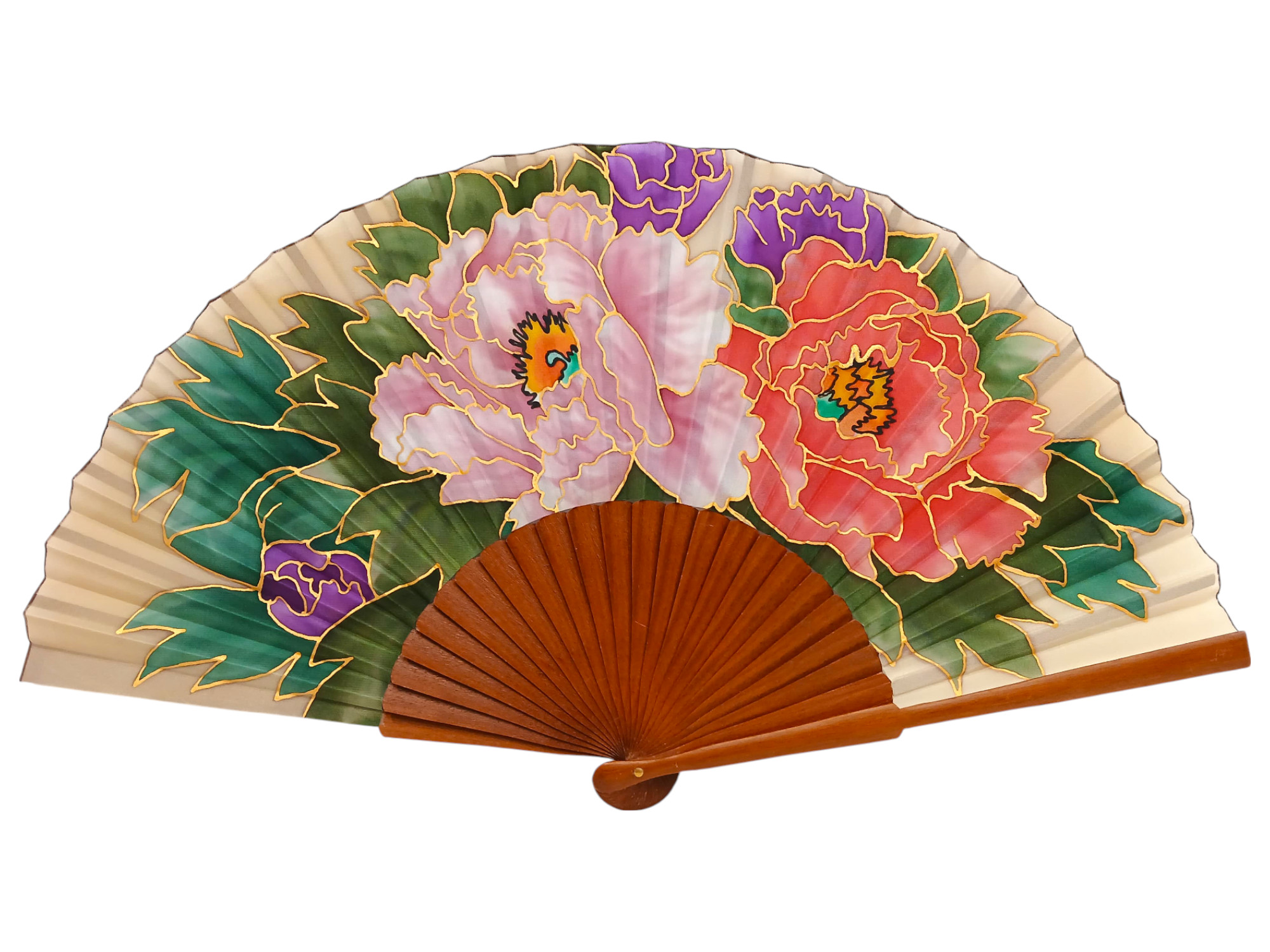 Abanicos de Seda Pintados a Mano con Madera de Peral. Ref. 78