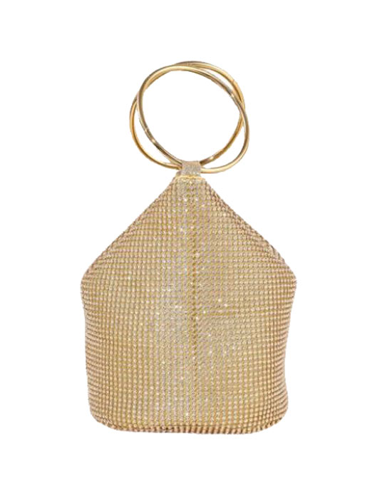 Bolso de Fiesta de Mano Dorado con Strass