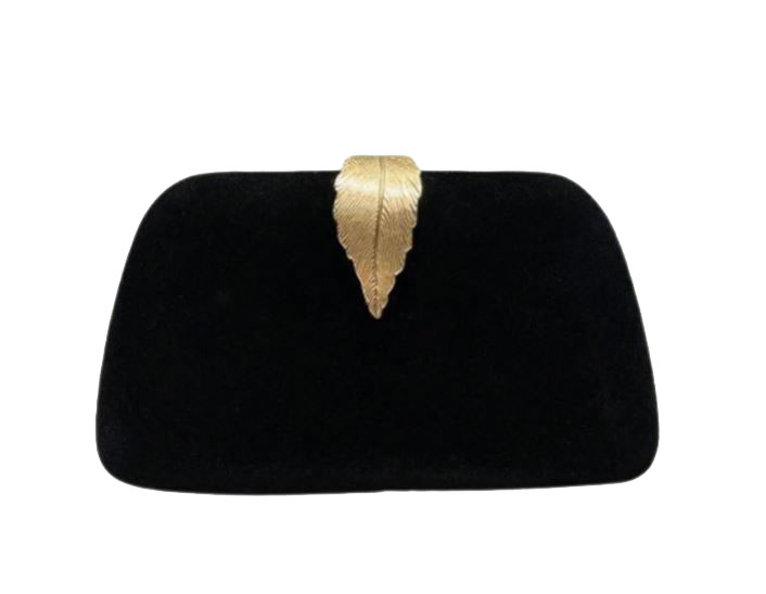 Bolso Negro para fiestas con cierre dorado en Forma de Hoja