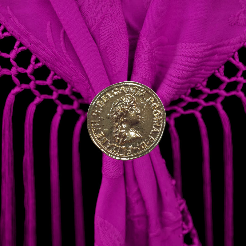 Broche en Or Monnaie – Accessoire pour Châles et Mode Flamenca