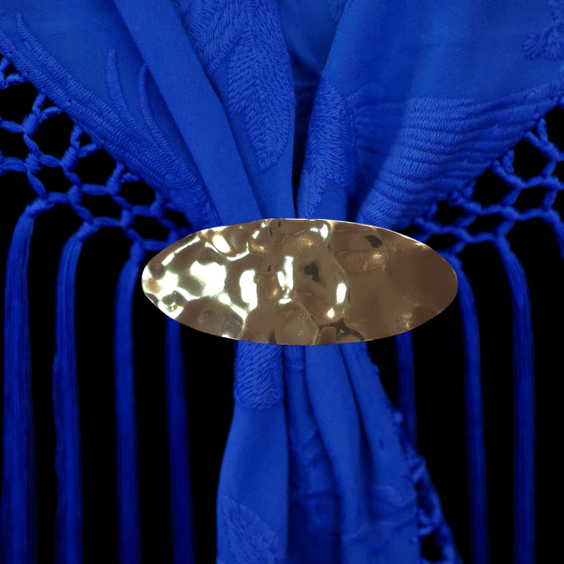 Broche Ovale Texturé Doré – Accessoire pour Châles et Mode Flamenca