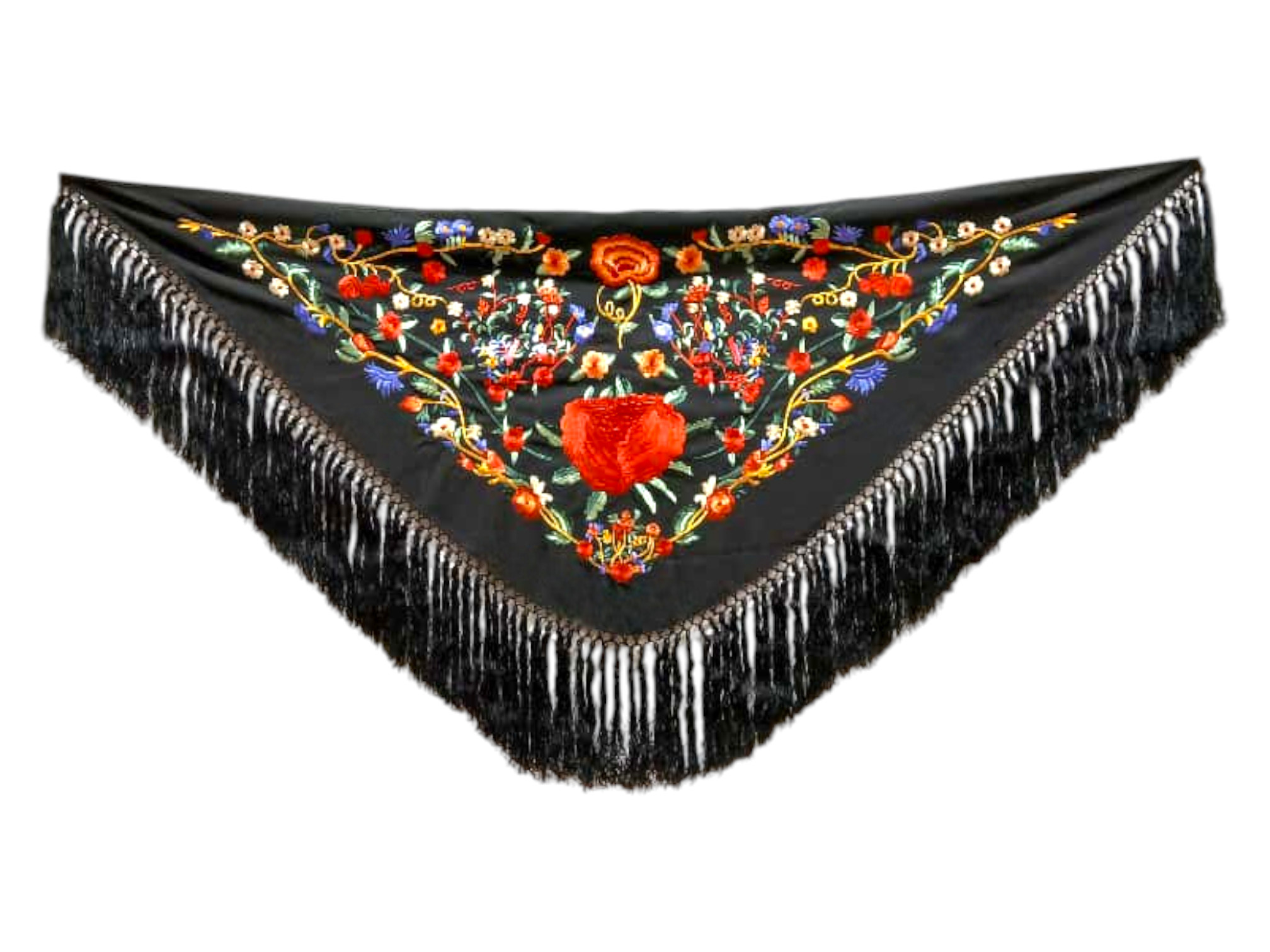 Embroidered flamenco shawl with flowers