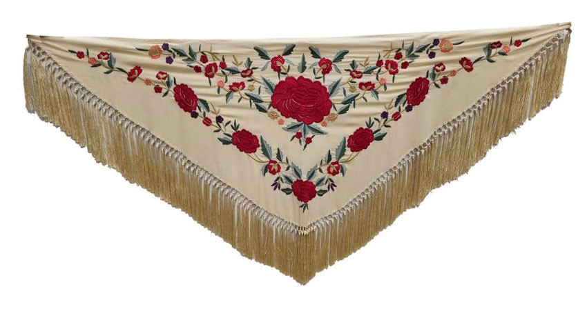 Petit Châle Brodé à la Main pour les Costumes de Flamenco