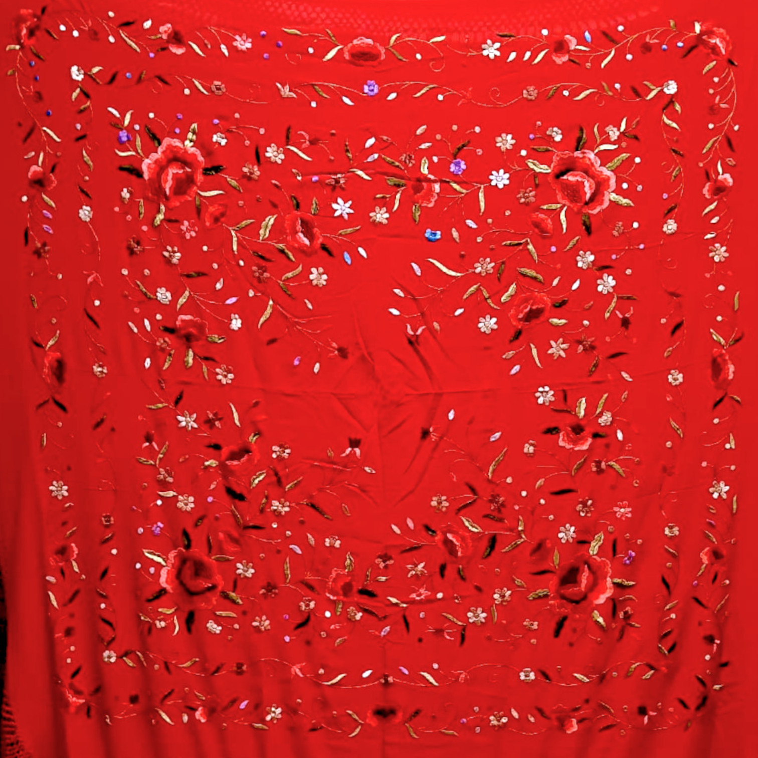 手製刺繍ショ－ル天然シルク製. Ref. 1010615RJCLRS