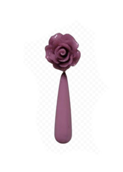 Tear Drop Earrings with Plastic Flower, Flamenco Inspiration. Purple