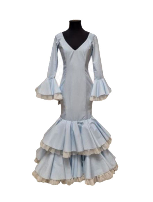 T 36. Flamenco Dresses. Esencia Celeste White Polka Dots. Size 36