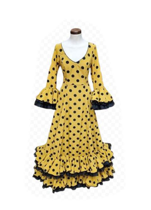Size 40. Flamenco Dress Faraona Amarillo Lunar Negro