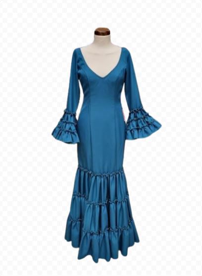 Talla 46. Traje de Flamenca Modelo Córdoba. Azul Petroleo