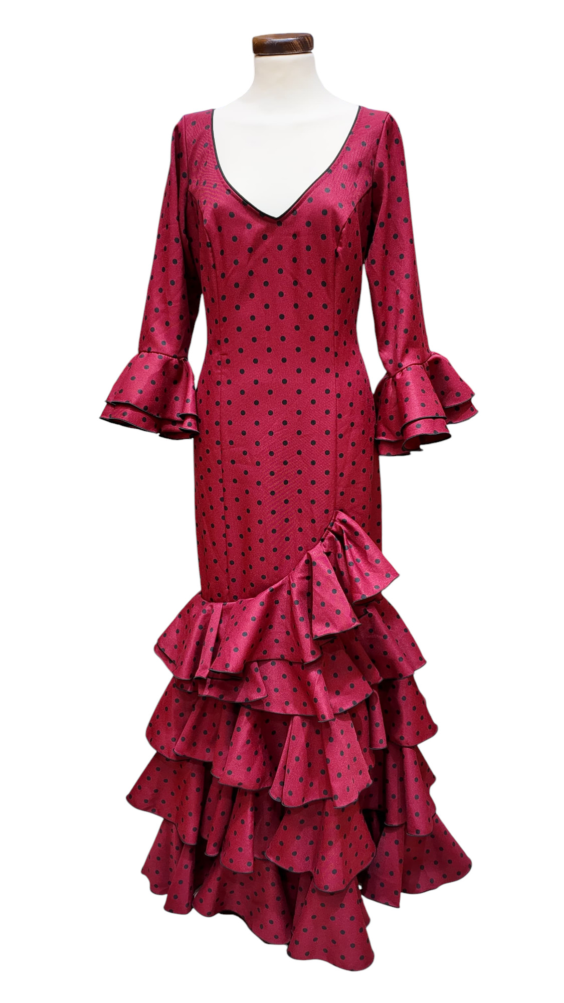 Talla 46. Traje de Flamenca Modelo Lolita. Granate Lunar Negro