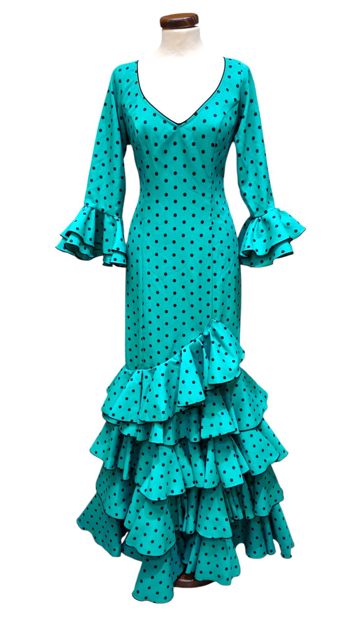 Size 42. Flamenco dress model Lolita. Green Black Dot 