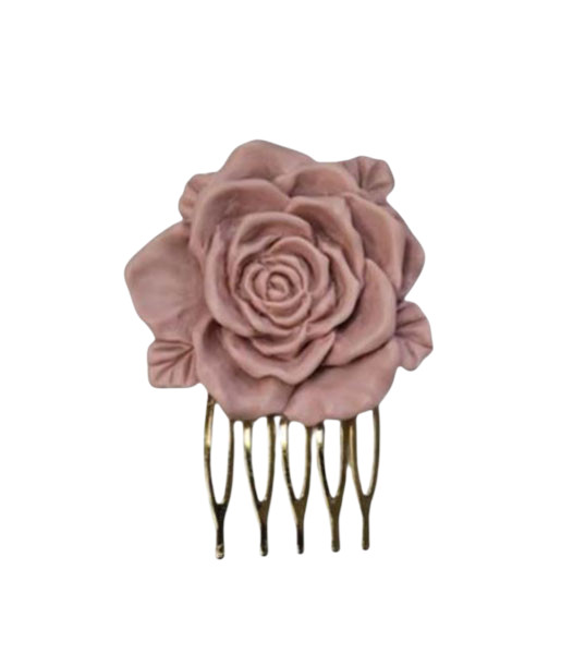 Peinecillo Flamenco Artesanal en Forma de Flor Rosa Palo 