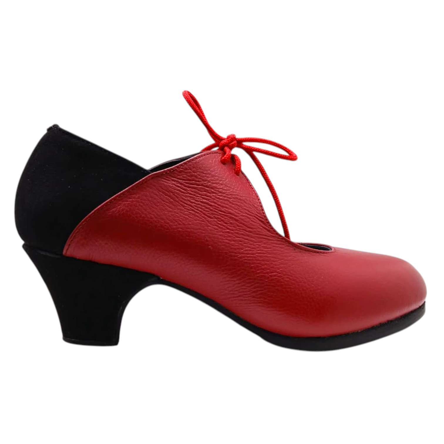 Semi-professional Flamenco Shoe in Red and Black Suede Leather