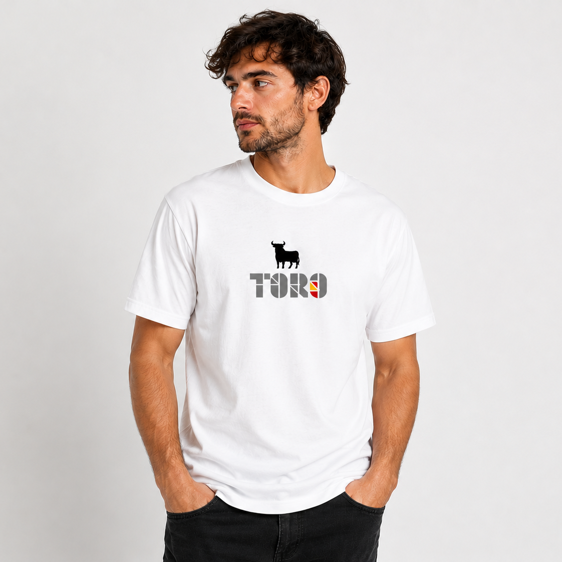 T-shirt Taureau Logo Espagne. Blanc