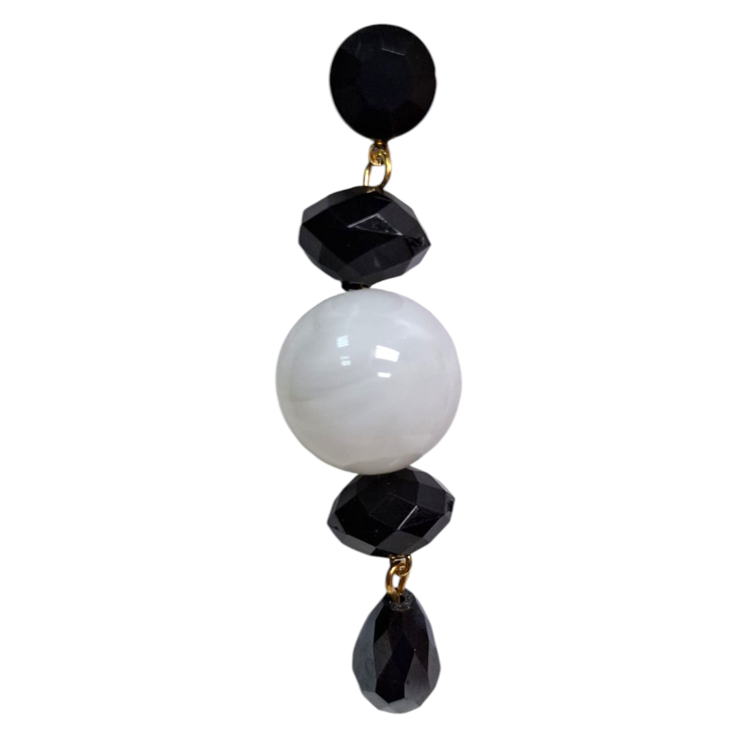 Pendientes de flamenca negros y blancos largos elegantes