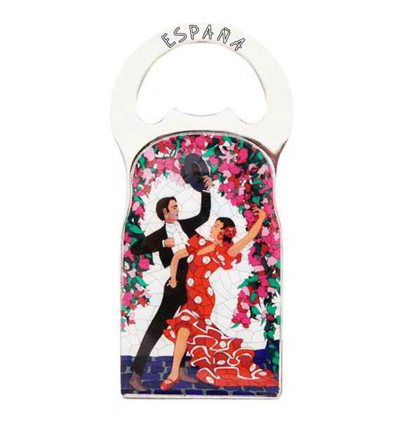 Gaudi Style Flamenco Couple Bottle Opener. 10cm X 4.5cm