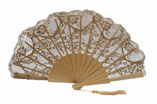 Abanico de Encaje Dorado. Ref. 1906
