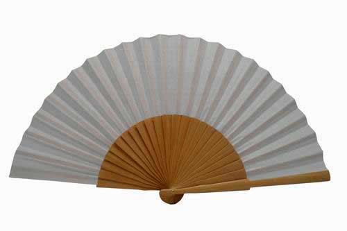 Abanico Blanco Liso Madera Barnizada
