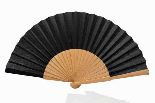 Abanico Negro Liso Madera Barnizada