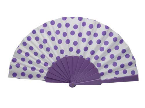 Abanico Lunares. Fondo Blanco Lunar Morado