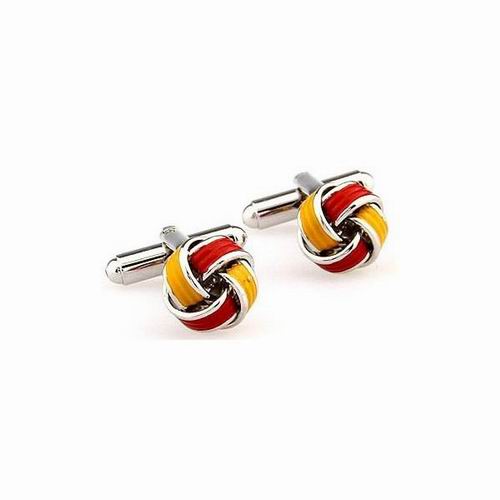 Enamelled Knot Cufflinks with Spanish Flag