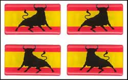 Drapeau d'Espagne avec taureau sauvage - Autocollants