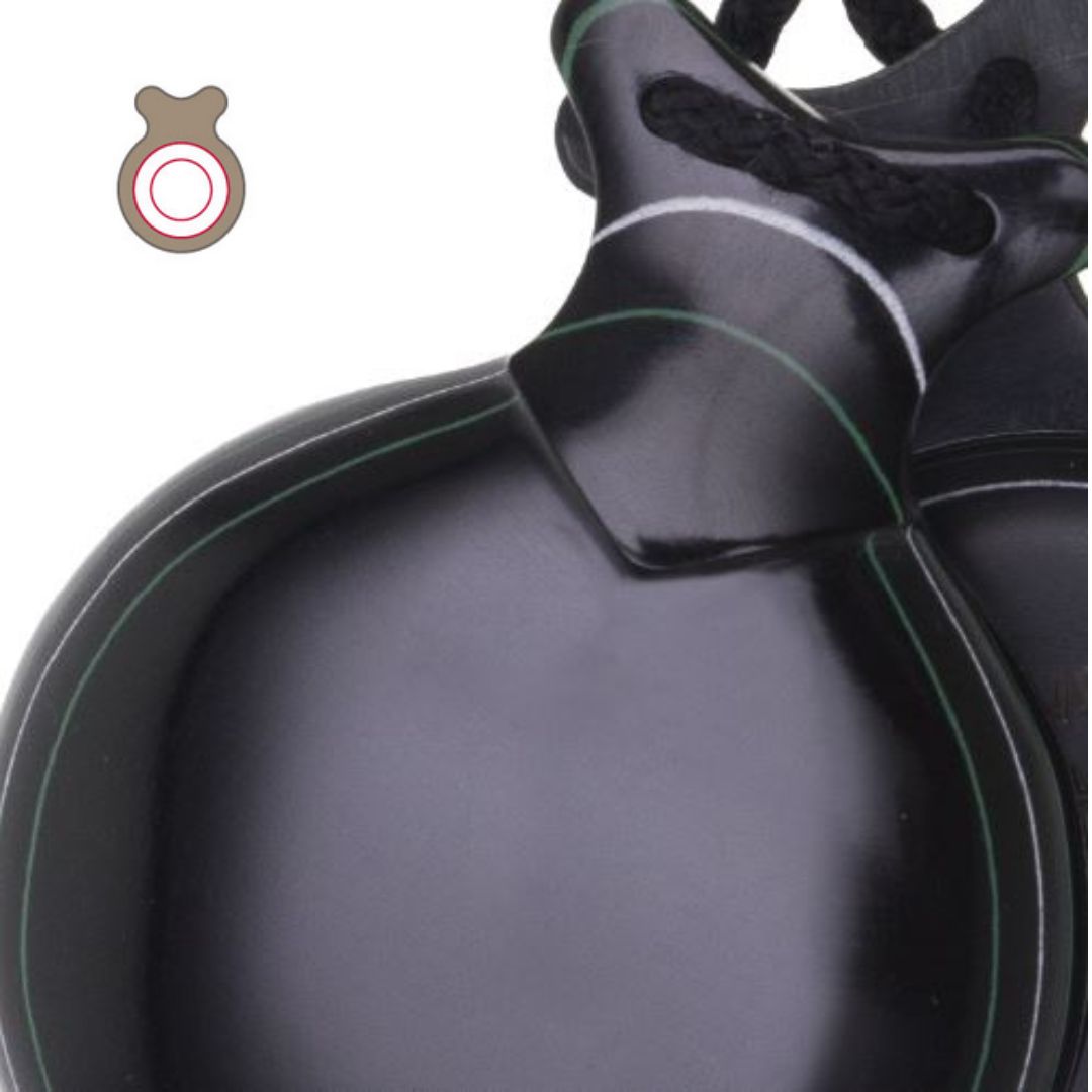 Castañuela Capricho Negra Veteada Blanco y Verde Doble Caja. Castañuelas del Sur