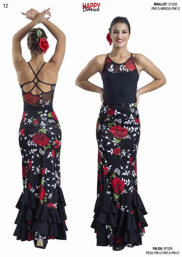 Happy Dance. Jupe Flamenca pour Femme, pour Entrainements ou Représentation. Ref. EF328PE55PN13PN13PN13