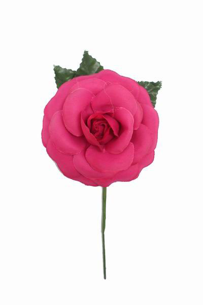 Rosa Mediana Lisa CH. Flor de Tela. 9cm. Fucsia