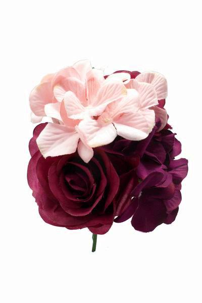 Ramos Grandes de Flores para Adornar el Pelo en Tonos Buganvilla y Rosa