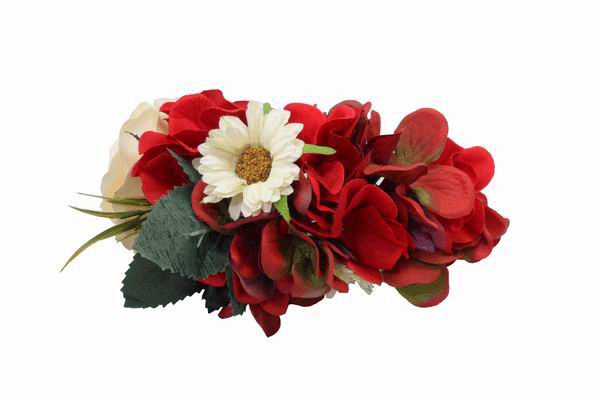 Tocados de Flores Grande en Tonos Rojos.