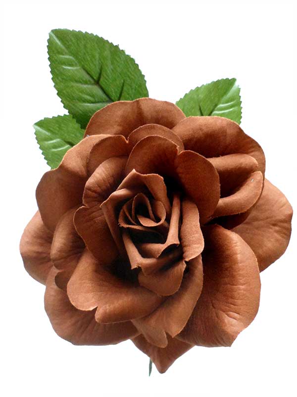 Flores en Tela de Flamenca. Toscana Marron. 13.5 cm