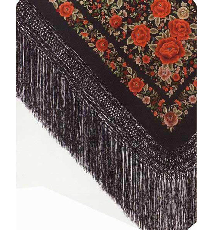 Manton de Seda Natural Bordado a Mano. Ref. 10102040