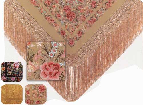 Manton de Seda Natural Bordado a Mano. Ref. 1010915
