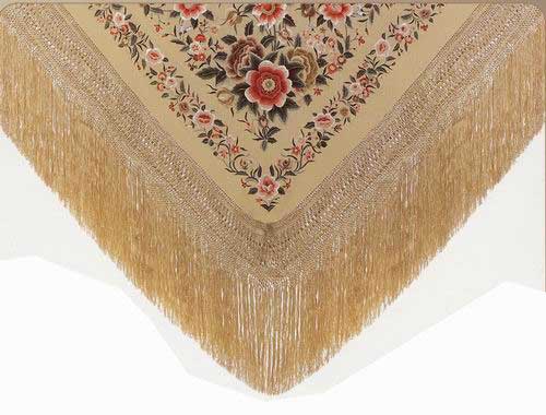Manton de Seda Natural Bordado a Mano. Ref. 1010975
