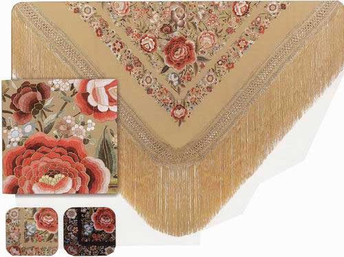 Manton de Seda Natural Bordado a Mano. Ref. 1011123