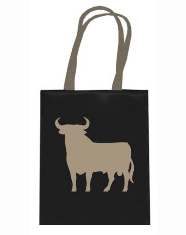 Sac noir en satin avec le taureau Osborne beige