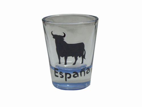 Verres à liqueur du taureau Osborne bleu hauts. Logo taureau