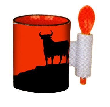 Osborne Bull Mug with spoon. Mountain
