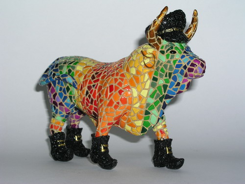 Mosaic bull with boots. Barcino