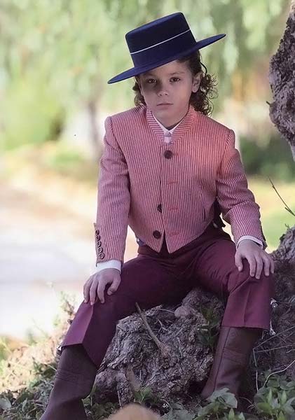 Traje Campero Combinado Raya Ancha Lycra Burdeos para Niño